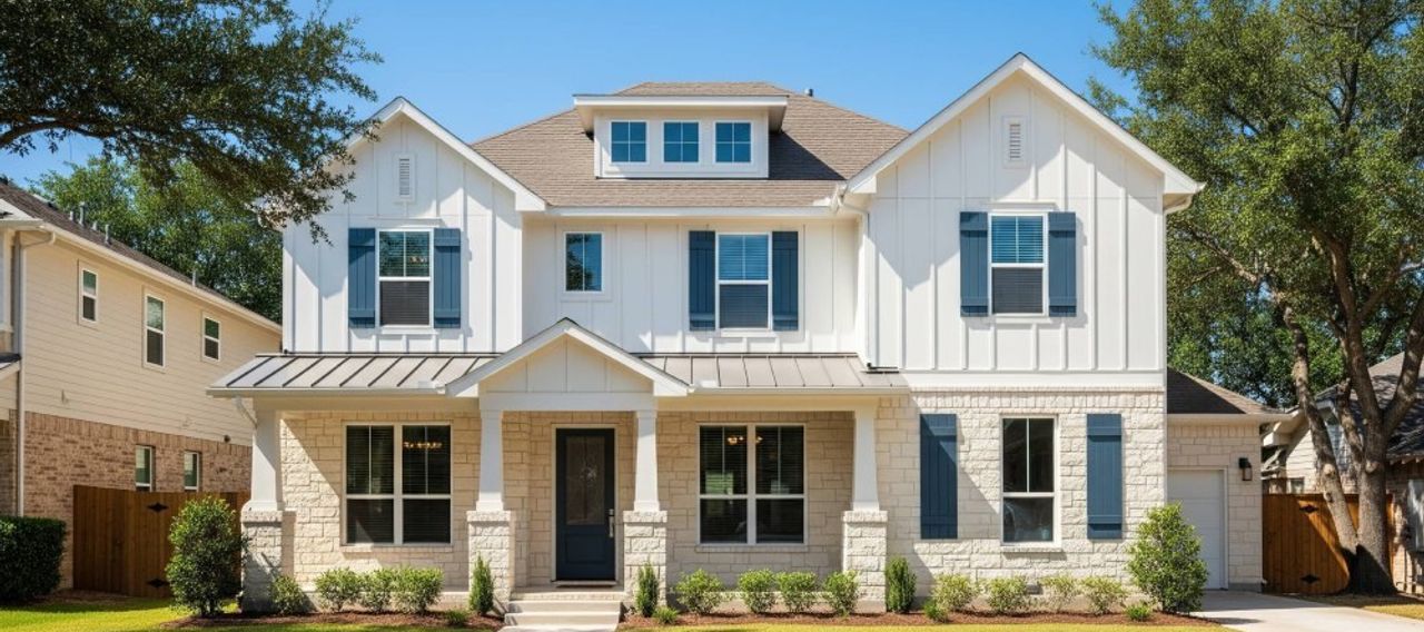 Freshly painted home exterior by Medrano’s Painting in Austin, TX